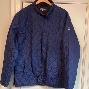 Peter Millar Merion Golf Club Logo Blue Jacket Fleece Lined and Suede Trimmed